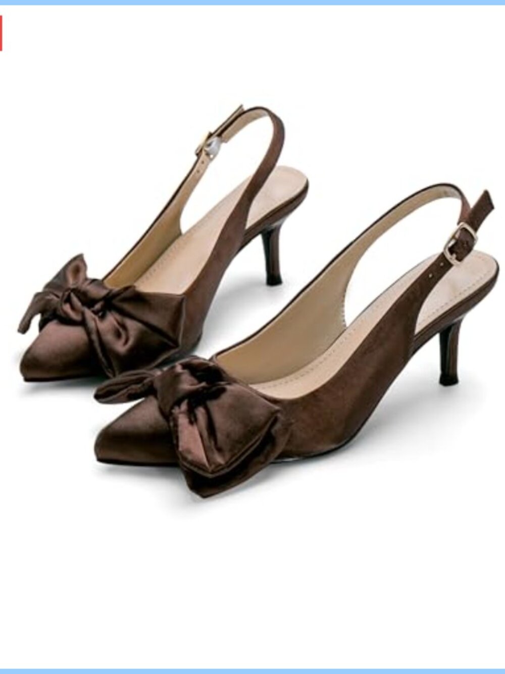 Kitten Heel Pumps with Bow Satin Slingback 2 Inch Closed Toe Comfort Wedding